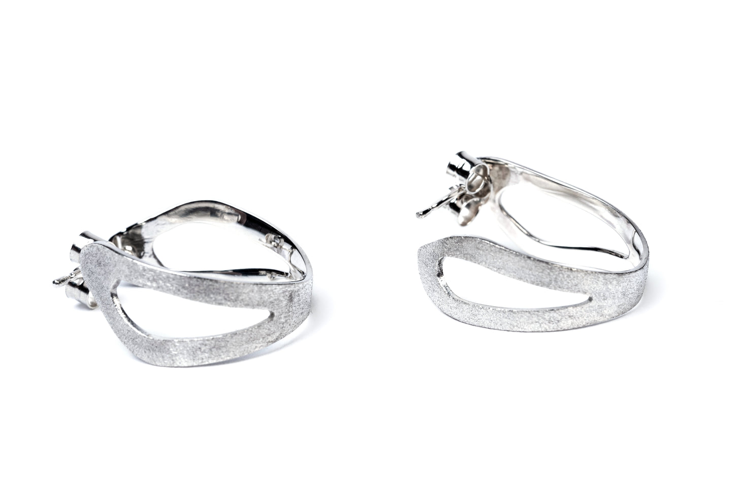 Large Sterling Silver Sculptural Hoop Earrings (50mm)