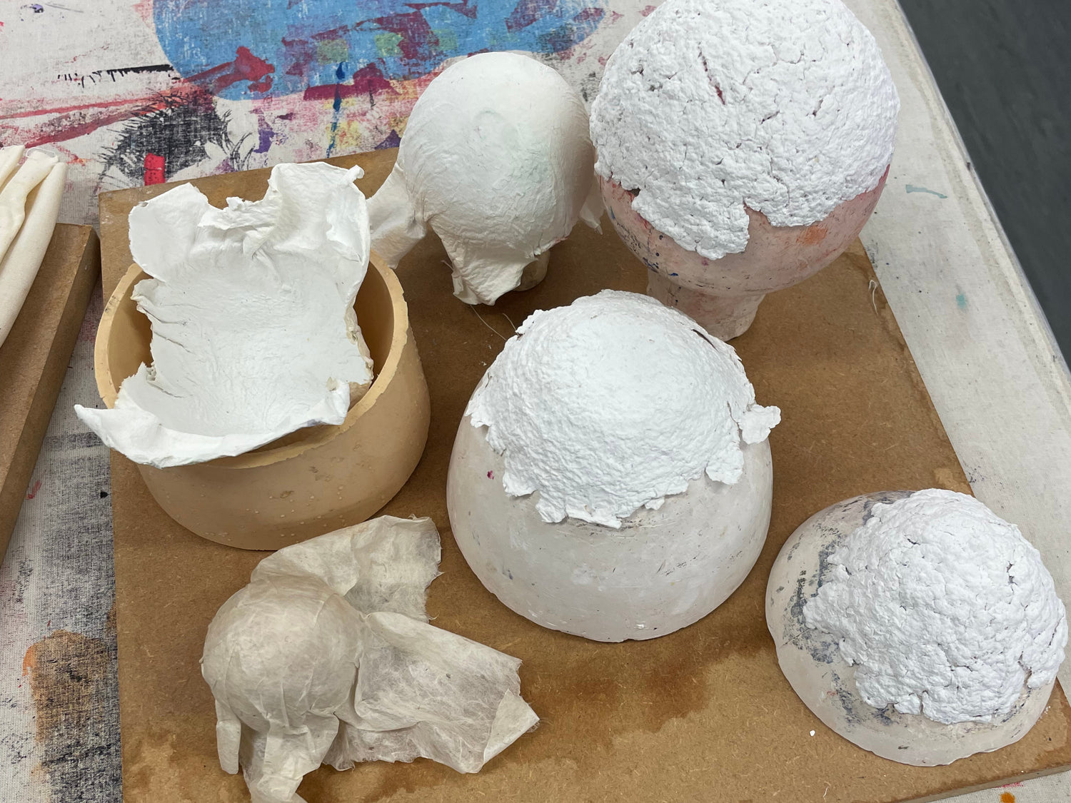 Samples of paper making over rounded forms