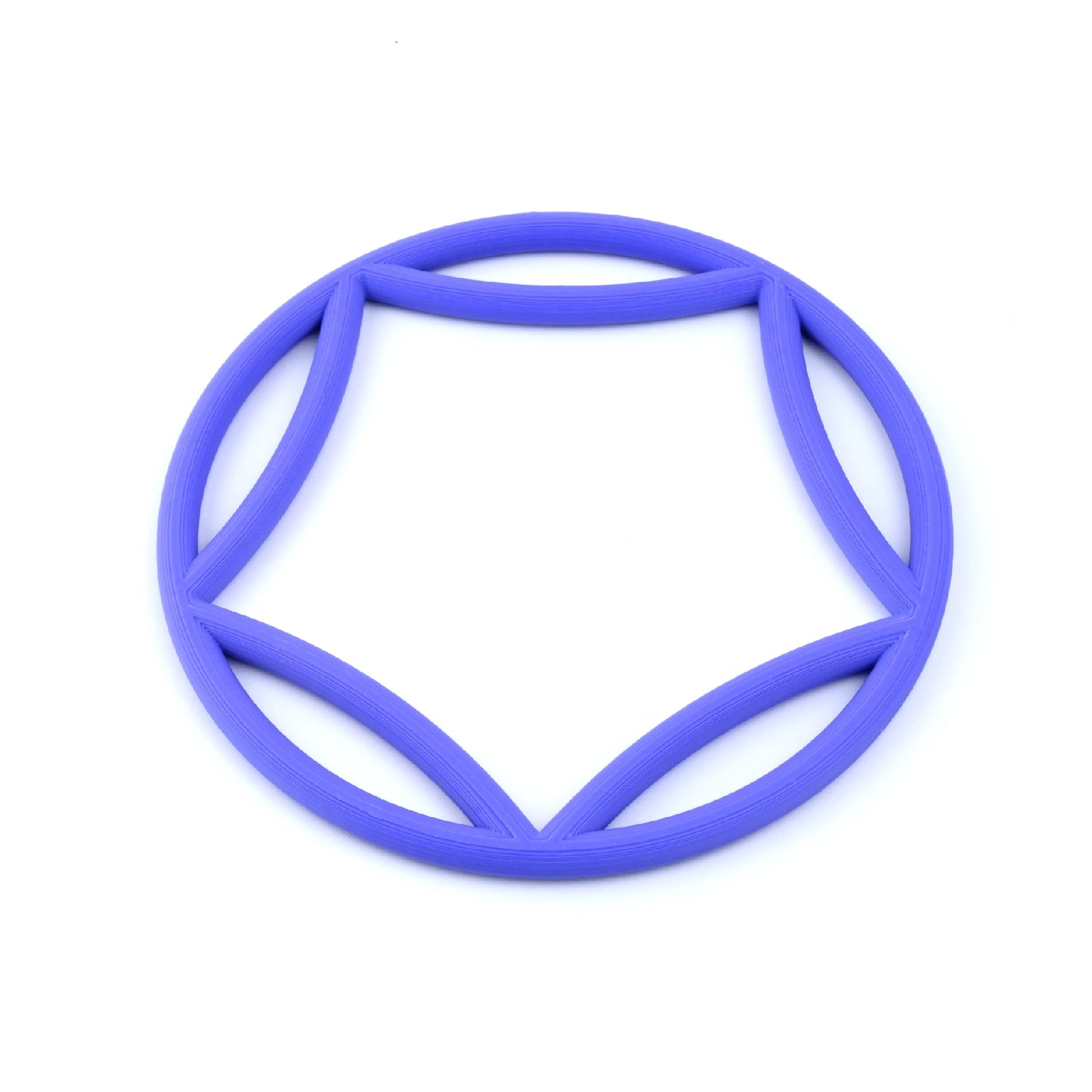 Purple circular bangle with a curved  pentagon interior on a white background